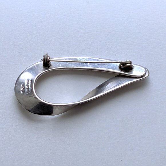 Vintage Mexico Taxco Sterling Silver 925 Modernist Mobius Tear Drop Brooch Pin - Picture 5 of 6